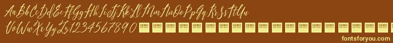 Шрифт PureSeductionDemo – жёлтые шрифты на коричневом фоне