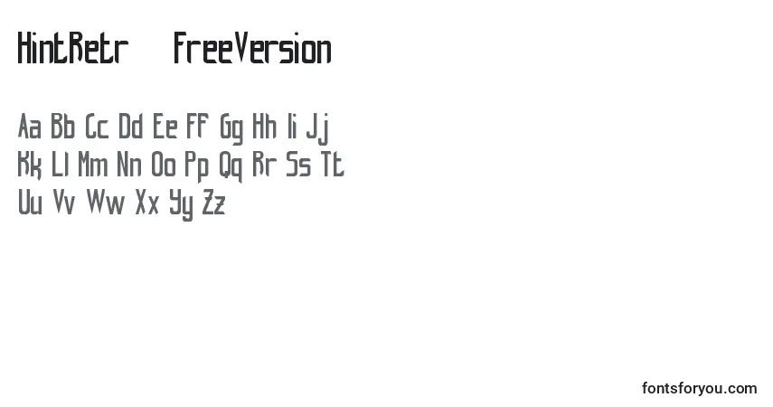 A fonte HintRetrС…FreeVersion – alfabeto, números, caracteres especiais