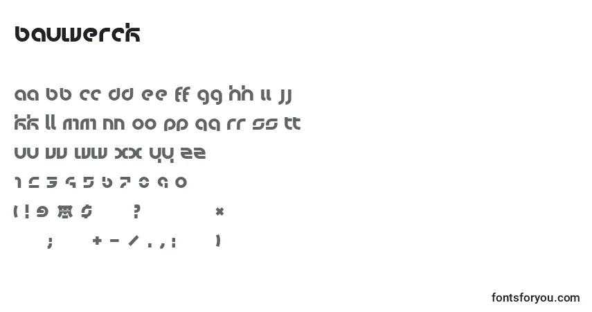 Шрифт Bauwerck – алфавит, цифры, специальные символы