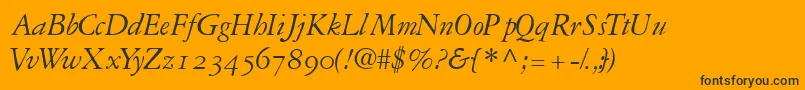 GaramondrepriseossskItalic-Schriftart – Schwarze Schriften auf orangefarbenem Hintergrund