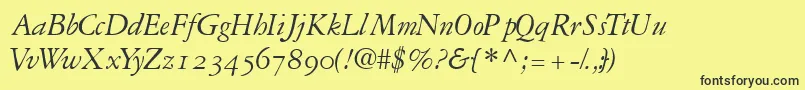 GaramondrepriseossskItalic Font – Black Fonts on Yellow Background