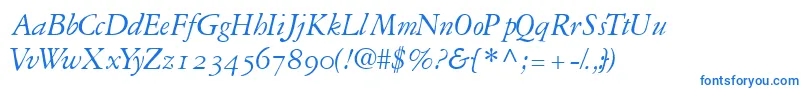 Czcionka GaramondrepriseossskItalic – niebieskie czcionki