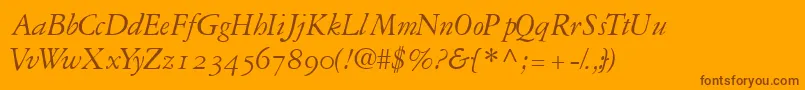 Lisätietoja GaramondrepriseossskItalic-fontista GaramondrepriseossskItalic-fontti – ruskeat fontit oranssilla taustalla
