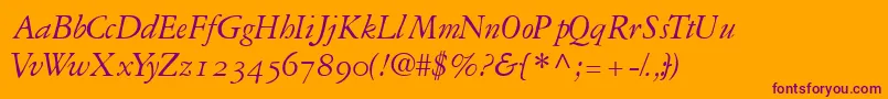 GaramondrepriseossskItalic Font – Purple Fonts on Orange Background