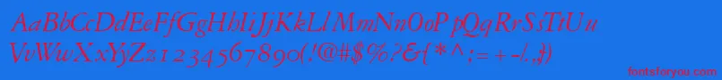 GaramondrepriseossskItalic Font – Red Fonts on Blue Background