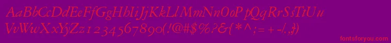 GaramondrepriseossskItalic Font – Red Fonts on Purple Background