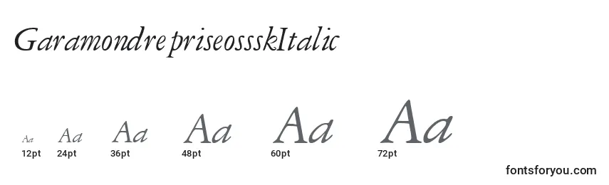 GaramondrepriseossskItalic Font Sizes