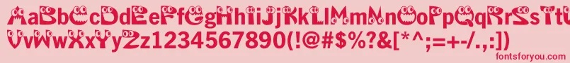 Kahorrible-Schriftart – Rote Schriften auf rosa Hintergrund