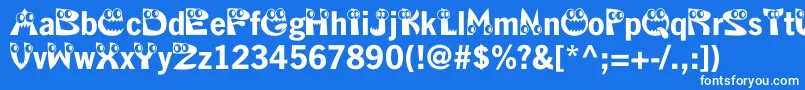 Czcionka Kahorrible – białe czcionki na niebieskim tle