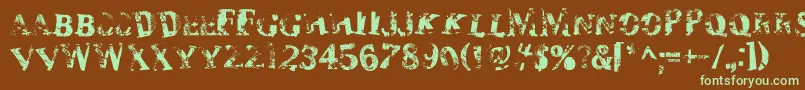 Zombilar-fontti – vihreät fontit ruskealla taustalla