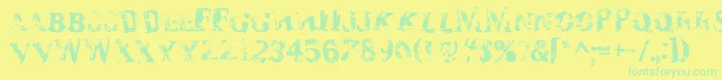 フォントZombilar – 黄色い背景に緑の文字