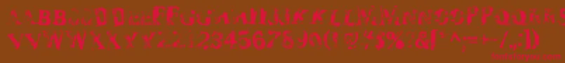フォントZombilar – 赤い文字が茶色の背景にあります。