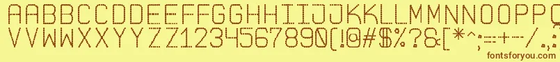 フォントPointedLaidSt – 茶色の文字が黄色の背景にあります。