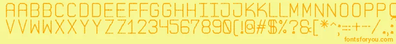 フォントPointedLaidSt – オレンジの文字が黄色の背景にあります。