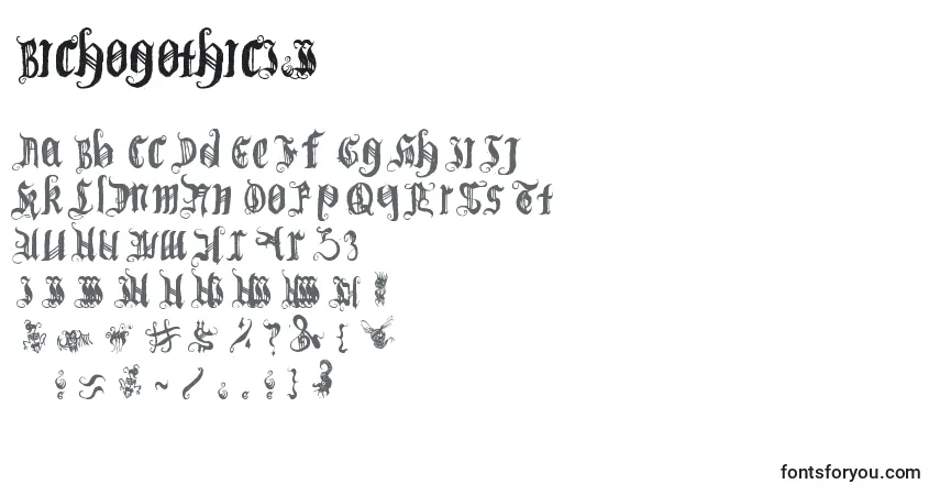 Czcionka Bichogothic1.2 – alfabet, cyfry, specjalne znaki