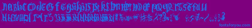 Bichogothic1.2-Schriftart – Blaue Schriften auf violettem Hintergrund