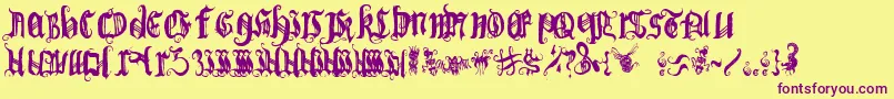 Bichogothic1.2-Schriftart – Violette Schriften auf gelbem Hintergrund