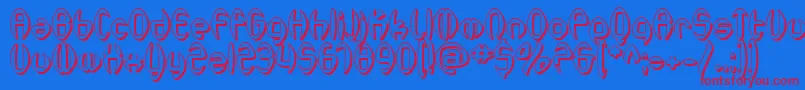 Czcionka SfSynthonicPopShaded – czerwone czcionki na niebieskim tle