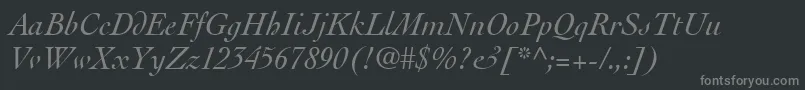 フォントThesisSsiItalic – 黒い背景に灰色の文字