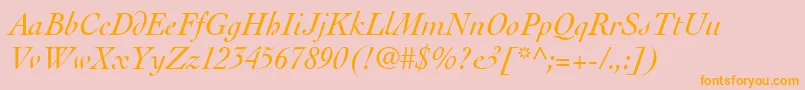 ThesisSsiItalic-Schriftart – Orangefarbene Schriften auf rosa Hintergrund