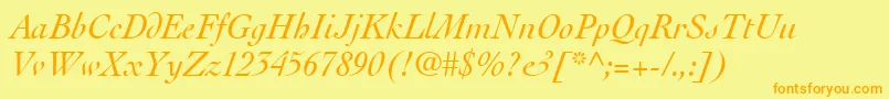 Fonte ThesisSsiItalic – fontes laranjas em um fundo amarelo