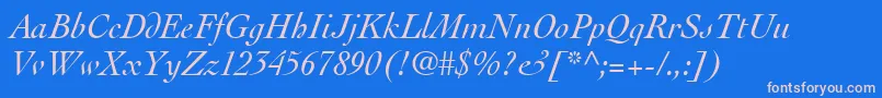 フォントThesisSsiItalic – ピンクの文字、青い背景