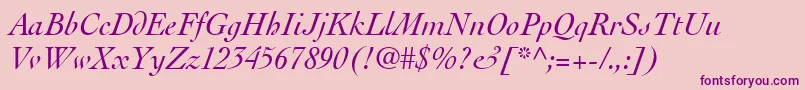 ThesisSsiItalic-fontti – violetit fontit vaaleanpunaisella taustalla