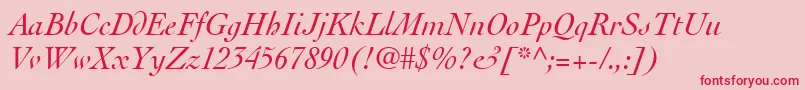 Czcionka ThesisSsiItalic – czerwone czcionki na różowym tle