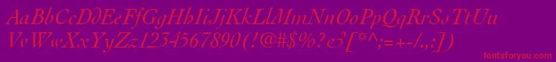 ThesisSsiItalic-fontti – punaiset fontit violetilla taustalla