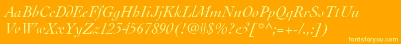 フォントThesisSsiItalic – オレンジの背景に黄色の文字