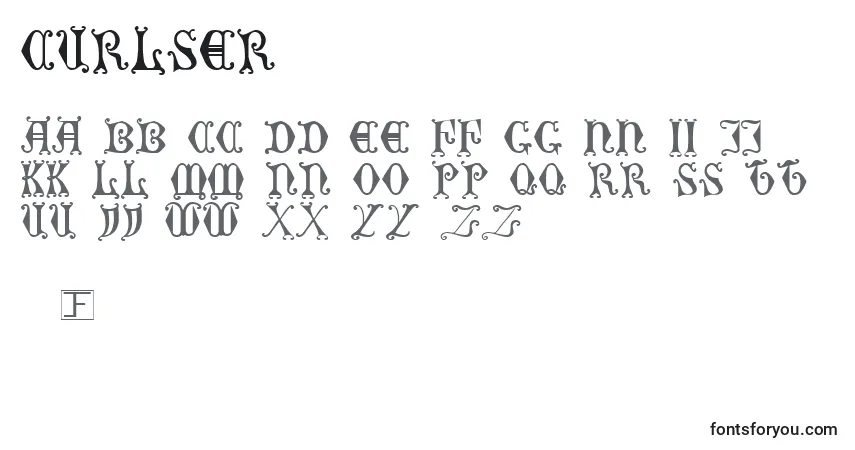 Schriftart Curlser – Alphabet, Zahlen, spezielle Symbole