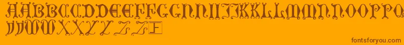 Curlser-Schriftart – Braune Schriften auf orangefarbenem Hintergrund