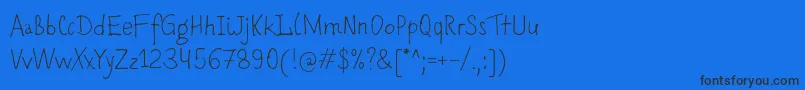 Romochka-Schriftart – Schwarze Schriften auf blauem Hintergrund