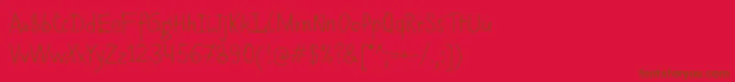 Romochka-Schriftart – Braune Schriften auf rotem Hintergrund