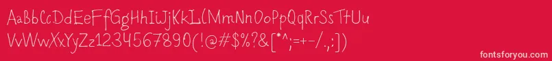 Romochka-Schriftart – Rosa Schriften auf rotem Hintergrund