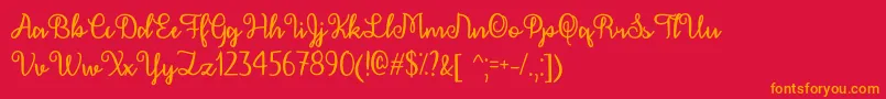 DecemberCalligraphyOtf Font – Orange Fonts on Red Background