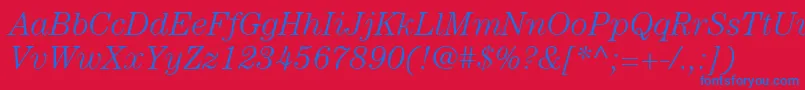 ItcCenturyLtLightItalic Font – Blue Fonts on Red Background