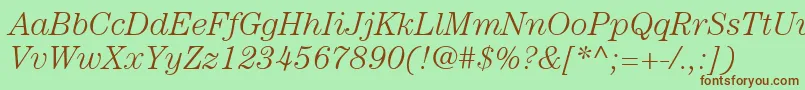 ItcCenturyLtLightItalic Font – Brown Fonts on Green Background