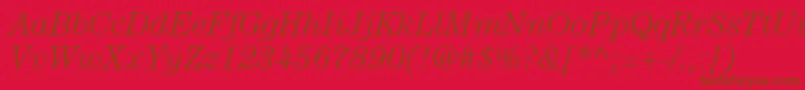 フォントItcCenturyLtLightItalic – 赤い背景に茶色の文字
