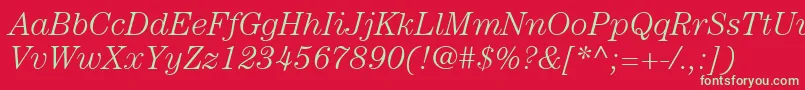 ItcCenturyLtLightItalic Font – Green Fonts on Red Background