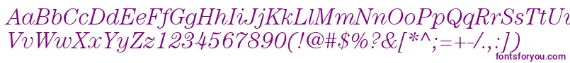 ItcCenturyLtLightItalic Font – Purple Fonts on White Background