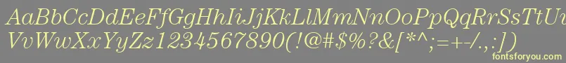 ItcCenturyLtLightItalic Font – Yellow Fonts on Gray Background