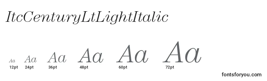 Размеры шрифта ItcCenturyLtLightItalic