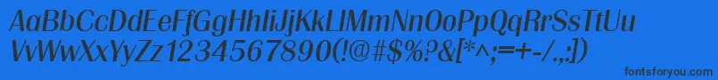 Czcionka GrenobleItalic – czarne czcionki na niebieskim tle
