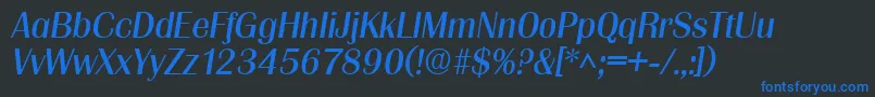 フォントGrenobleItalic – 黒い背景に青い文字