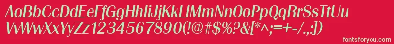 Fonte GrenobleItalic – fontes verdes em um fundo vermelho