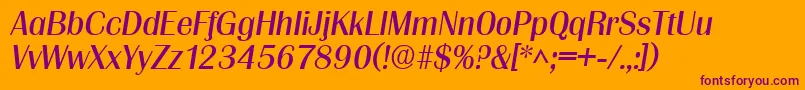Fonte GrenobleItalic – fontes roxas em um fundo laranja