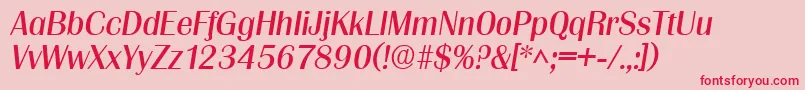 Fonte GrenobleItalic – fontes vermelhas em um fundo rosa