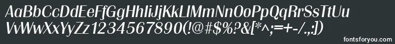 GrenobleItalic-fontti – valkoiset fontit mustalla taustalla