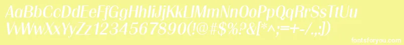 GrenobleItalic-Schriftart – Weiße Schriften auf gelbem Hintergrund